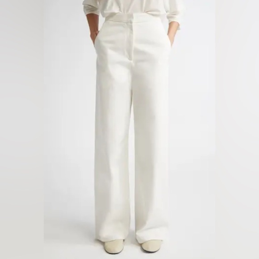 Oat New York High Rise Wide Leg full length chino pants white Size 6/29 Womens
